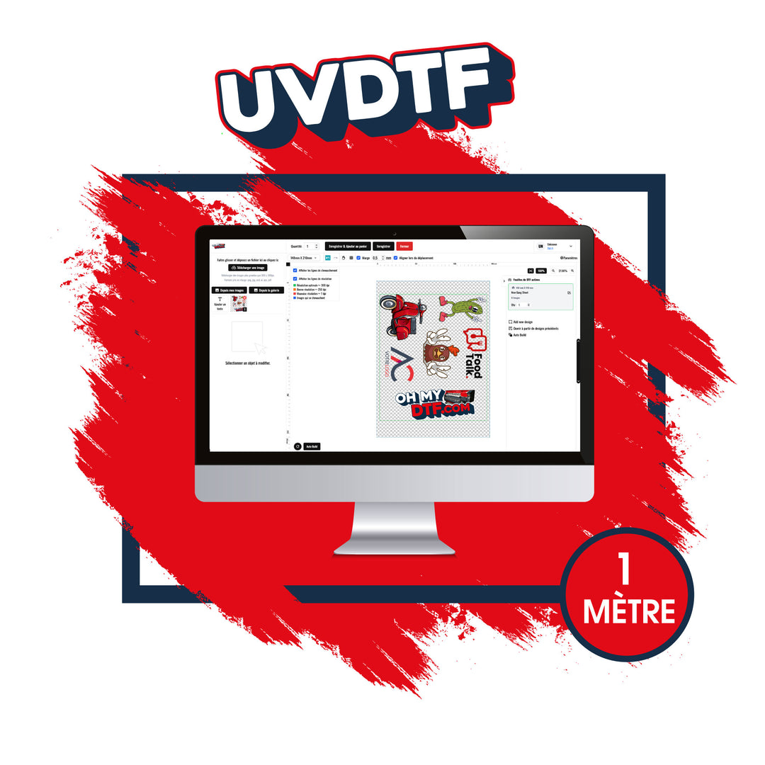 UV DTF (objets) - Créateur de planche - 1 Mètre